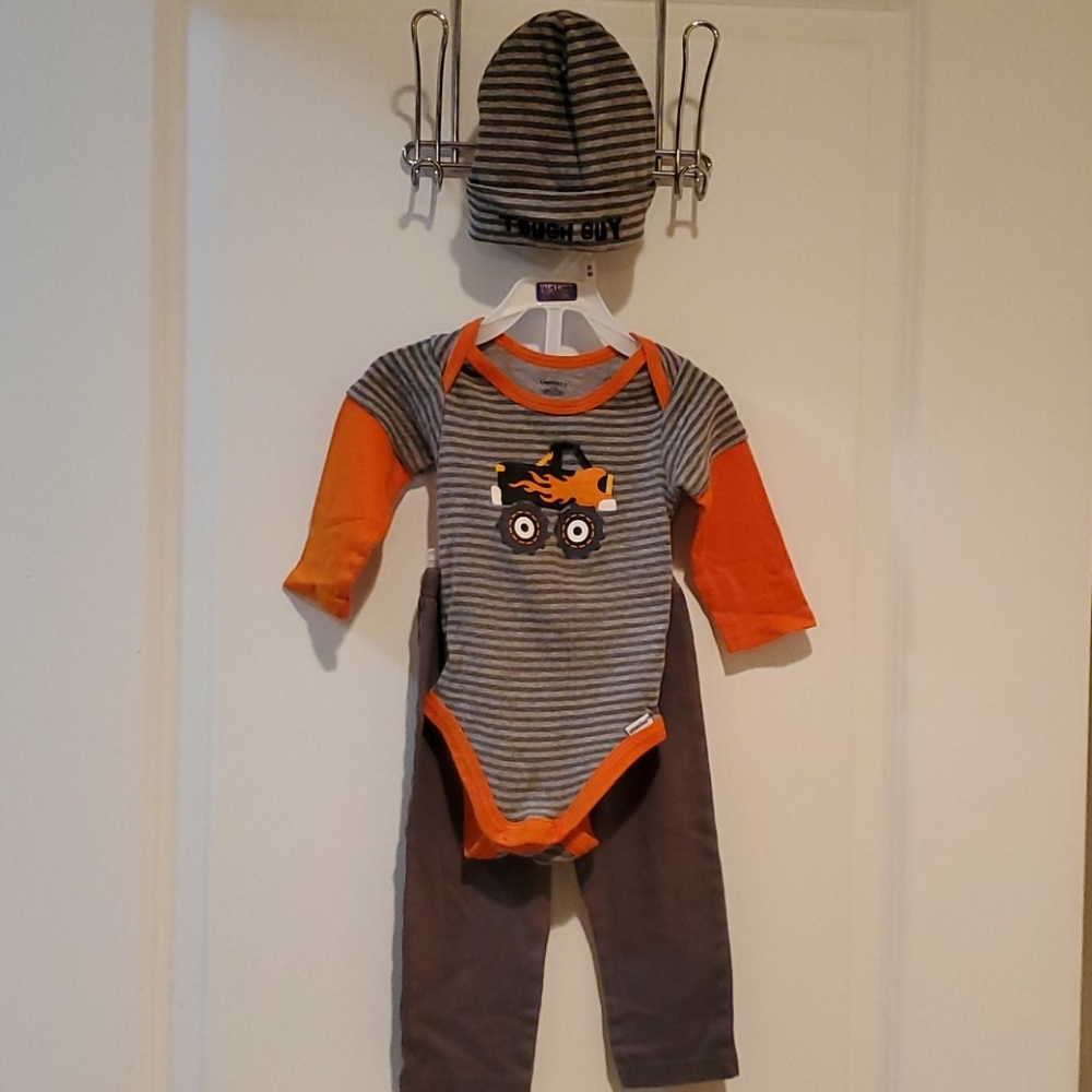 Monster Truck Shirt with Pants and Beanie